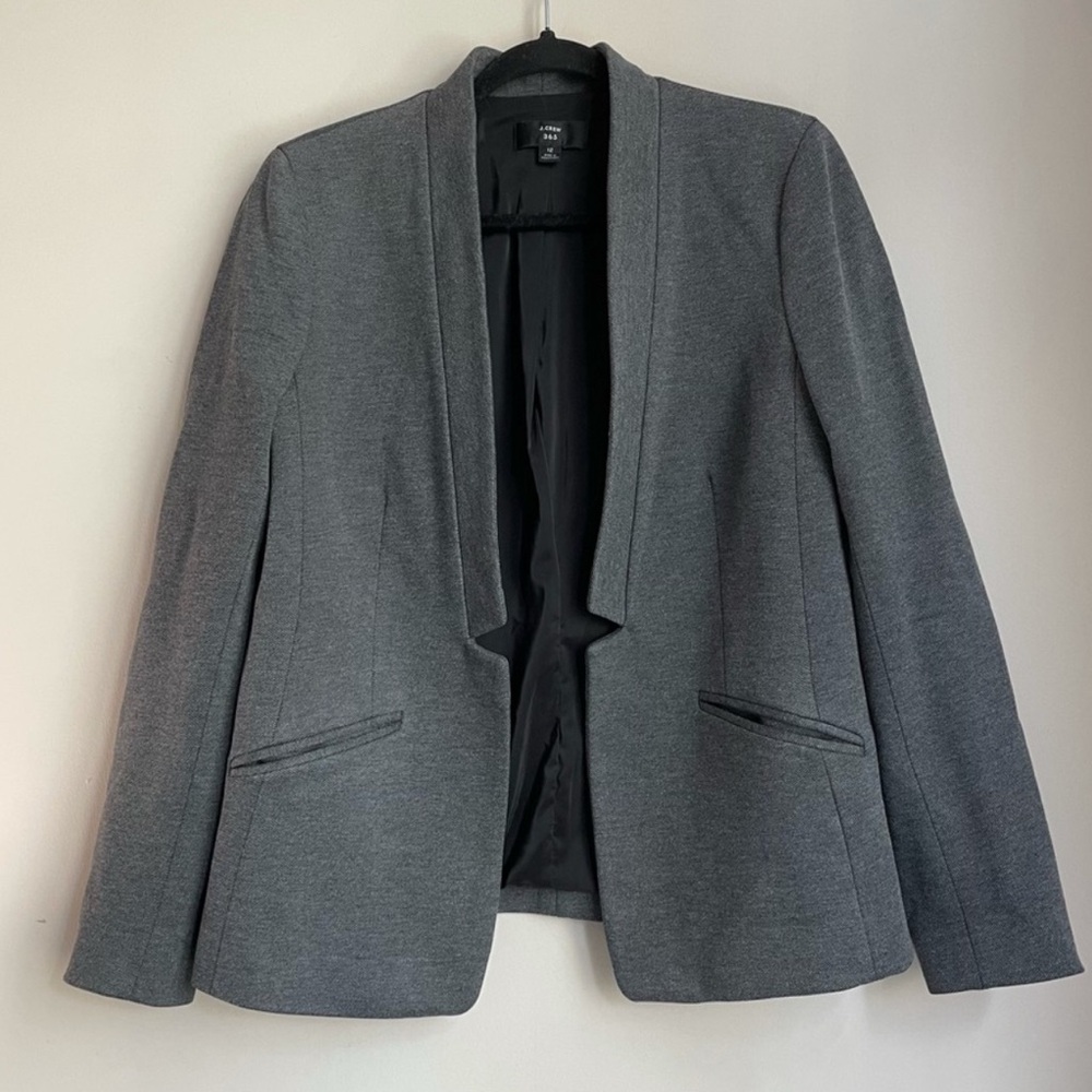 J. Crew 365 Open Blazer in Heather Dove (grey) stretchy fabric